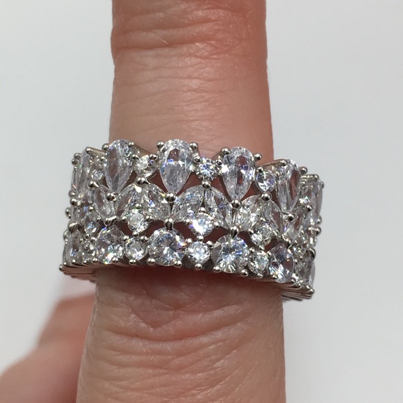 14k white gold diamond eternity band ring wedding - Picture 7 of 8